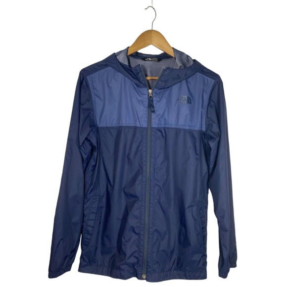 The North Face Dryvent Boy's Size XL Blue Hodded Rain Windbreaker Jacket - Picture 1 of 9